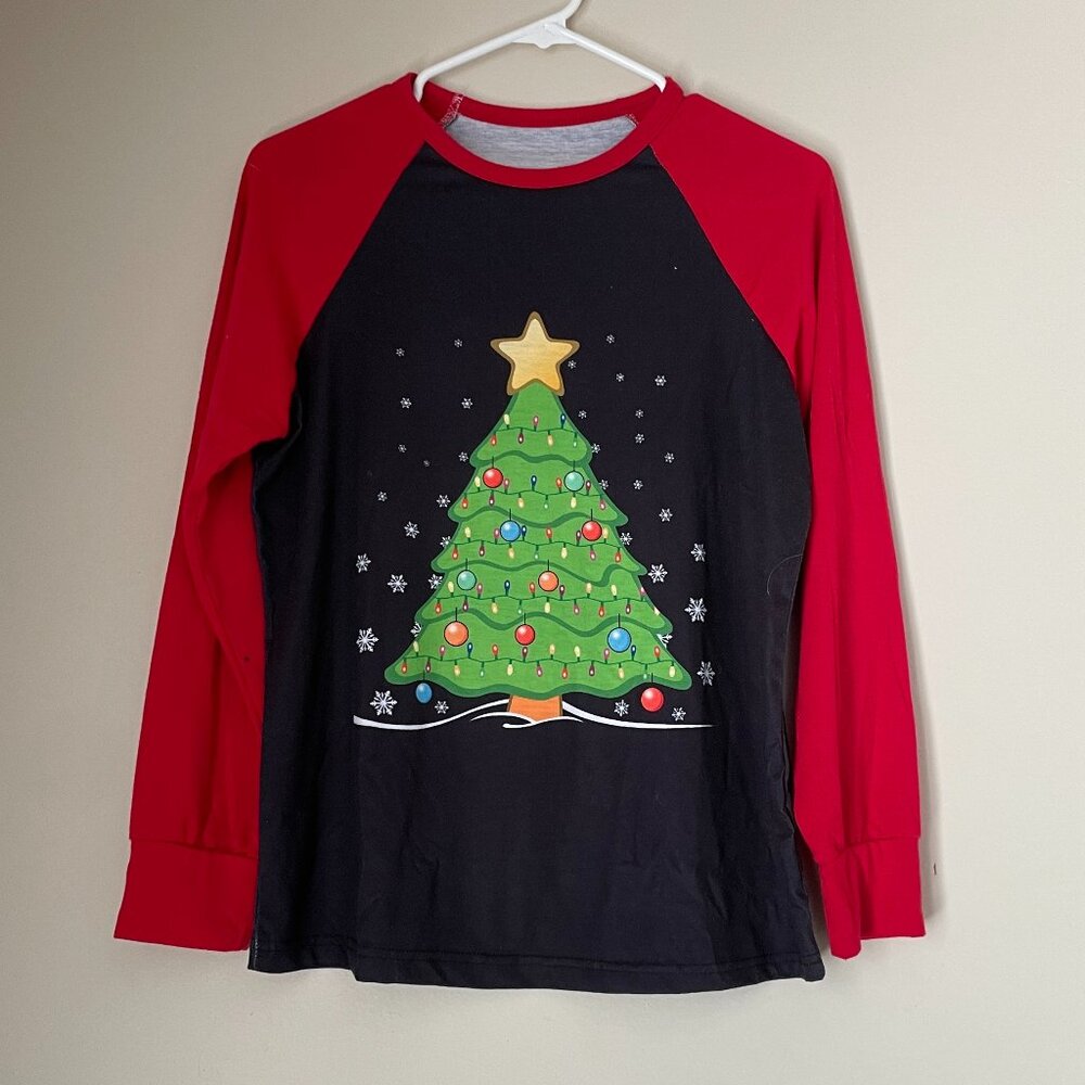 Festive Christmas Tree Long Sleeve Raglan Top